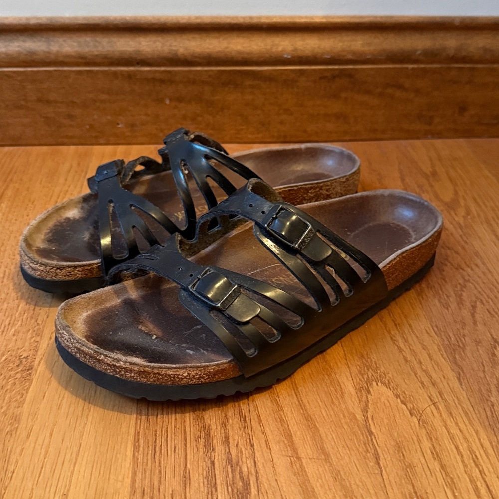 Birkenstock Granada Leather Sandals Black Unisex EU 38 Ladies 7 Men’s 5 Narrow - Picture 2 of 15